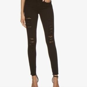 Frame Denim Black Ripped Skinny Jeans
